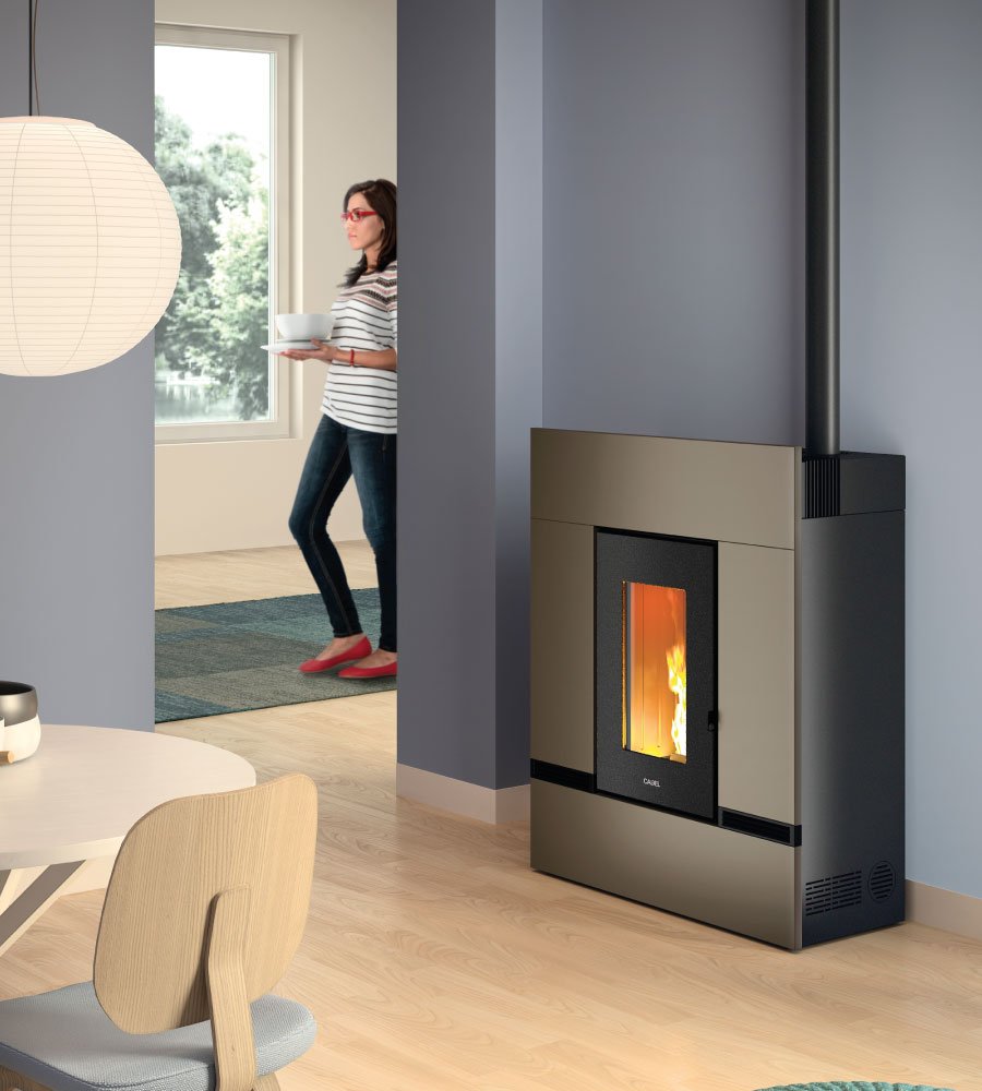 Wizualizacja pieca Cadel Mithos Plus UP 12 w salonie