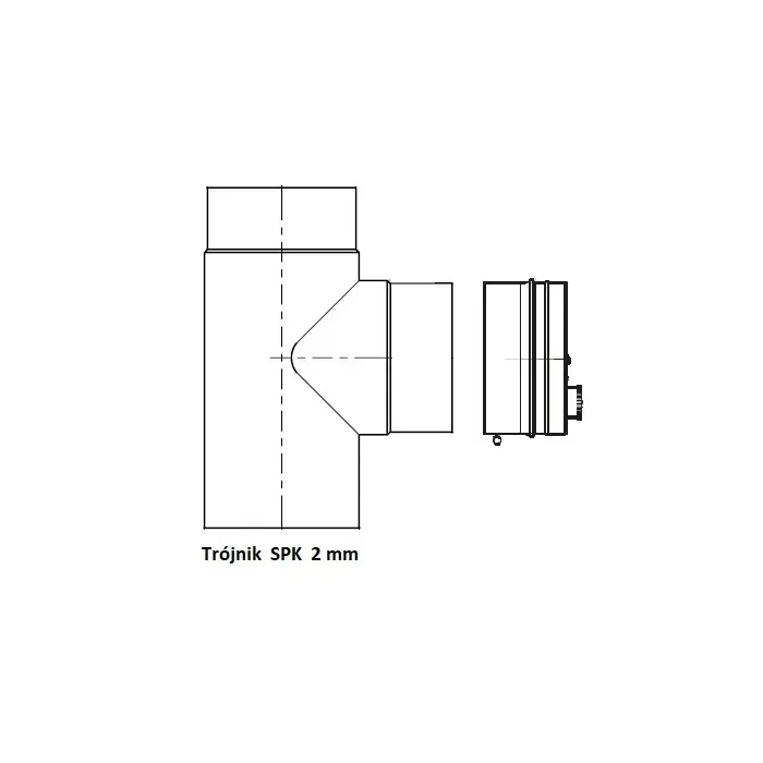 Schemat montażu regulatora ciągu kominowego RCO na rurze systemu SPK