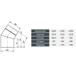 Kolano stałe 33° szlifowane 130mm wymiary