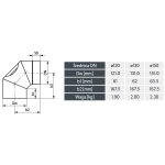 Kolano stałe 90° szlifowane krótkie z rewizją 120mm wymiary