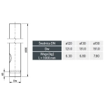 Rura prosta 1000 mm z zabezpieczeniem antykond. i rewizją 120mm wymiary