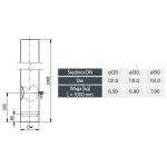 Rura prosta 1000mm z zabezpieczeniem antykond. szybrem i rewizją 150mm wymiary